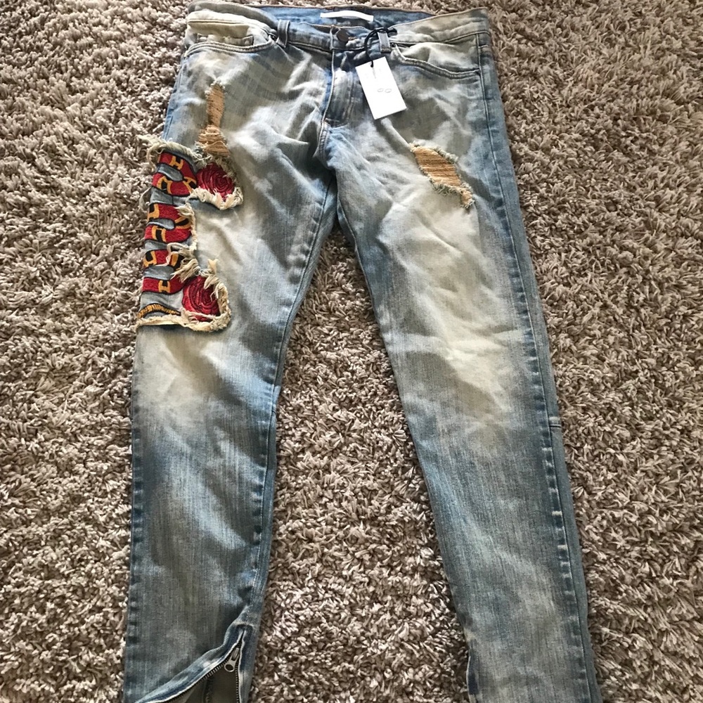 Golden denim LA gucci style snake jeans 34x32